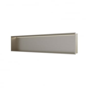 RAK Ingot Rectangular Recessed Niche 300mm H x 1200mm W with LED - Brushed Nickel