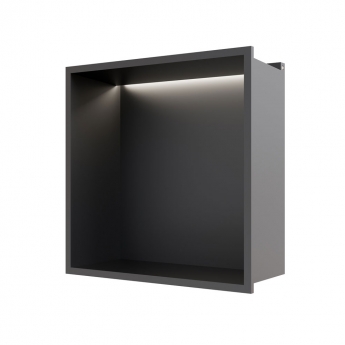 RAK Ingot Square Recessed Niche 300mm H x 300mm W with LED - Matt Black