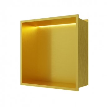 RAK Ingot Square Recessed Niche 300mm H x 300mm W with LED - Brushed Gold