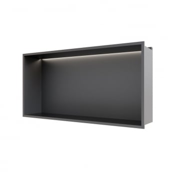 RAK Ingot Rectangular Recessed Niche 300mm H x 600mm W with LED - Matt Black