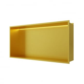 RAK Ingot Rectangular Recessed Niche 300mm H x 600mm W with LED - Brushed Gold