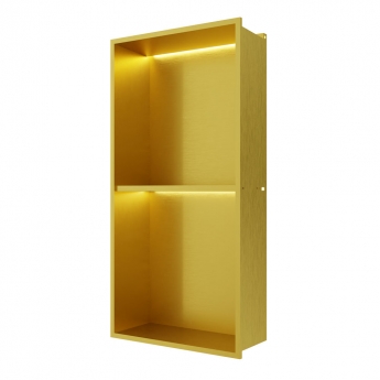 RAK Ingot Rectangular Recessed Niche 600mm H x 300mm W with LED - Brushed Gold