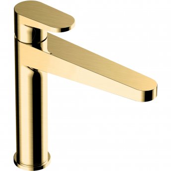 RAK Ischia Medium Height Basin Mixer Tap Without Waste - Brushed Gold