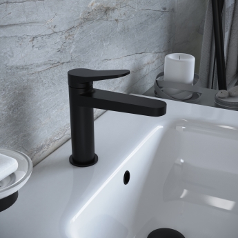 RAK Petit Round Standard Basin Mixer Tap - Matt Black