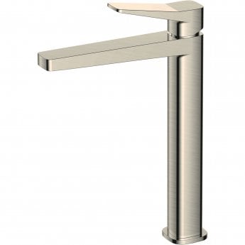 RAK Petit Square Tall Basin Mixer Tap Without Waste - Brushed Nickel