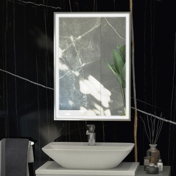 RAK Picture Square LED Illuminated Bathroom Mirror with Demister Pad 800mm H x 600mm W - Chrome