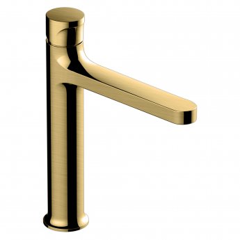 RAK Positano Medium Height Basin Mixer Tap Without Waste - Brushed Gold