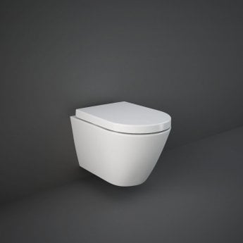 RAK Resort Rimless Hidden Fixations Wall Hung Toilet with Ecofix 820mm Toilet Frame - Soft Close Seat