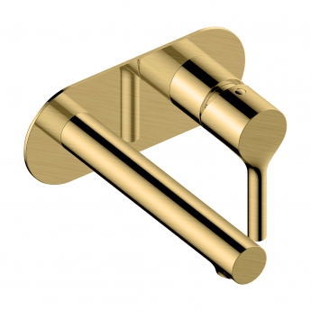 RAK Sorrento Wall Mounted Basin Mixer Tap with Back Plate - Brushed Gold