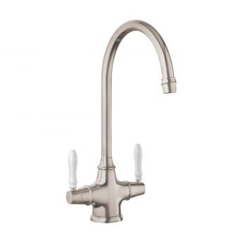 Rangemaster Belfast Dual Lever Kitchen Sink Mixer Tap - Brushed