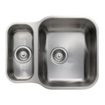 Rangemaster Classic 3515 1.5 Bowl Kitchen Sink with Waste Kit 597mm L x 472mm W - Stainless Steel