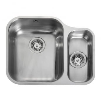 Rangemaster Classic 3515 1.5 Bowl Kitchen Sink RH with Waste Kit 597mm L x 472mm W - Stainless Steel