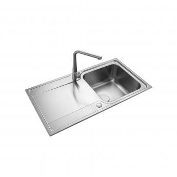 Rangemaster Iconica 1.0 Bowl Inset Kitchen Sink with Waste Kit 950mm L x 508mm W - Stainless Steel