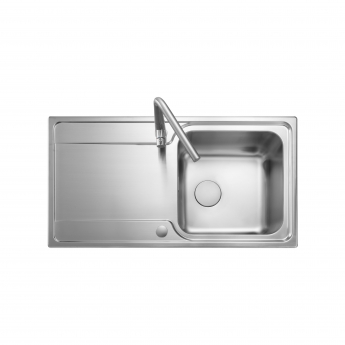 Rangemaster Iconica 1.0 Bowl Inset Kitchen Sink with Waste Kit 950mm L x 508mm W - Stainless Steel