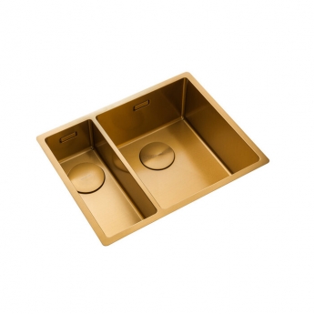 Rangemaster Spectra 1.5 Bowl Kitchen Sink LH & Waste Kit 555mm L x 440mm W - Gold