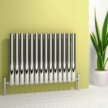 Reina Nerox Single Designer Horizontal Radiator 600mm H x 590mm W Brushed Stainless Steel