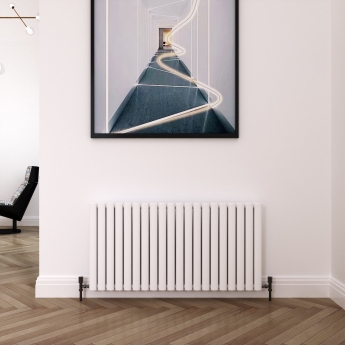 Reina Neval Double Horizontal Aluminium Radiator 600mm H x 1171mm W White