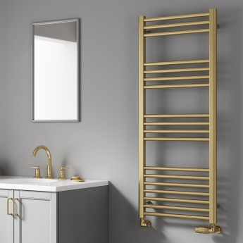 Colore Brushed Brass 1600mm x 400mm Straight Electric Heated Towel