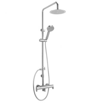 Sagittarius Ancona Thermostatic Bar Mixer Shower Valve with Riser Kit and Fixed Head - Chrome