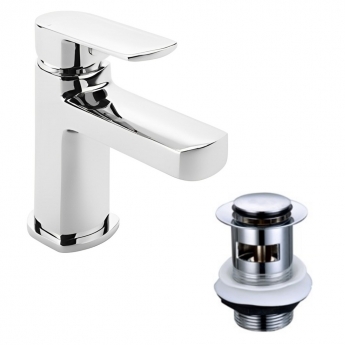 Sagittarius Latina Monobloc Basin Mixer Tap with Sprung Waste - Chrome