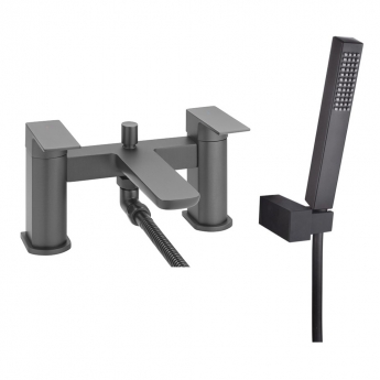 Sagittarius Ravenna Bath Shower Mixer Tap with Shower Kit Pillar Mounted - Graphite Grey