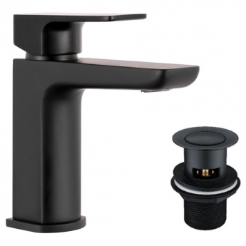 Sagittarius Ravenna Mono Basin Mixer Tap with Sprung Waste - Matt Black