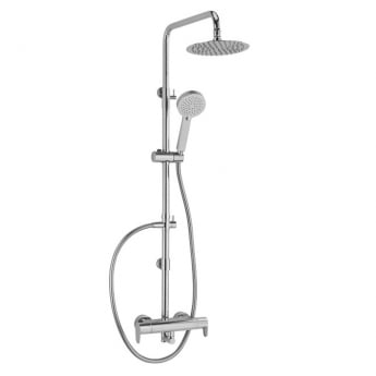 Sagittarius Zeel Thermostatic Bar Mixer Shower Valve with Riser Kit and Fixed Head - Chrome