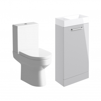 Signature Aalborg Bathroom Suite with Floor Standing Vanity Unit 410mm Wide - Grey Gloss