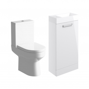 Signature Aalborg Bathroom Suite with Floor Standing Vanity Unit 410mm Wide - White Gloss
