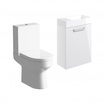 Signature Aalborg Bathroom Suite with Wall Hung Vanity Unit 410mm Wide - White Gloss