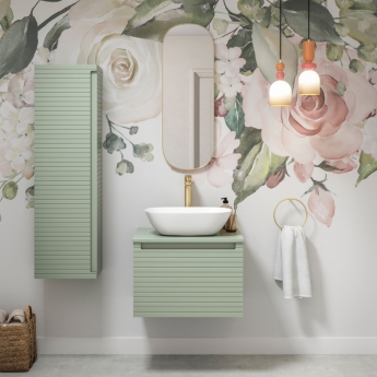 Signature Marshal Wall Hung 1-Drawer Vanity Unit and Worktop 800mm Wide - Matt Willow Green