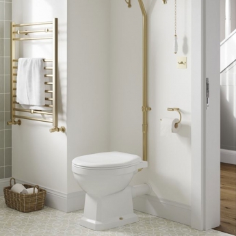 Signature Aphrodite High Level Toilet with Pull Chain Cistern Brushed Brass - Soft Close Seat