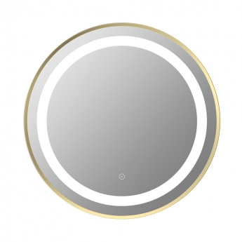 Signature Ava Round Front-Lit LED Bathroom Mirror with Demister Pad 600mm Diameter - Brushed Brass