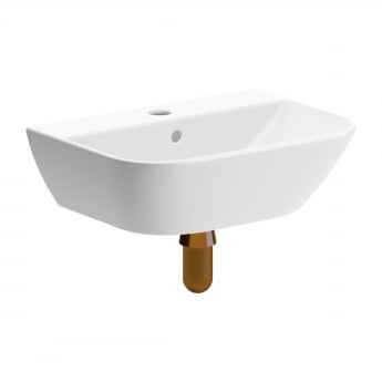 Signature Aztec Wall Hung Cloakroom Basin and Brushed Bronze Bottle Trap 450mm Wide - 1 Tap Hole