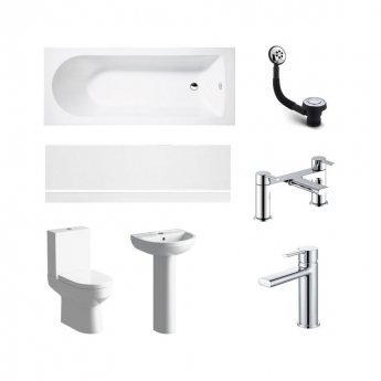 Signature Babylon Complete Bathroom Suite with Single Ended Bath 1700mm X 700mm Bath - White/Chrome