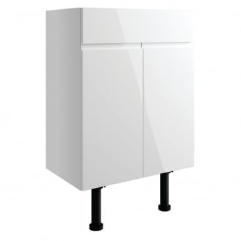 Signature Bergen Floor Standing 2-Door Vanity Unit 600mm Wide - White Gloss