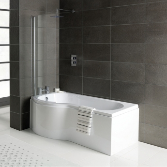 Signature Breeze P-Shaped Shower Bath with Front Panel and Screen 1700mm x 700mm/850mm - Left Handed