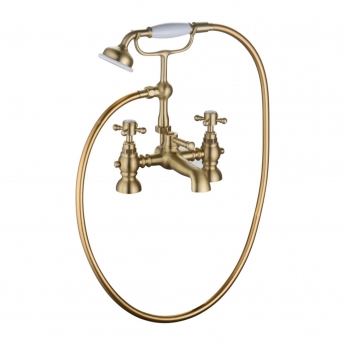 Signature Greenwich Bath Shower Mixer Tap with Shower Kit - Brushed Brass