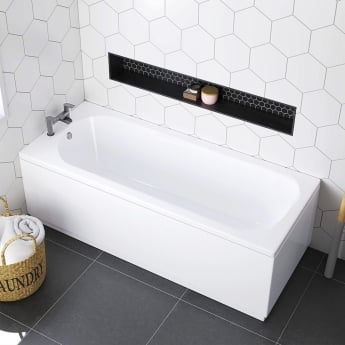 Signature Heracles Single Ended Rectangular Steel Bath with 2 Pre-Drilled Tap Holes