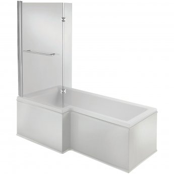 Signature Hermes Supercast L-Shaped Shower Bath with Front Panel and Screen 1700mm x 700mm/850mm - Left Handed (inc Leg Set)