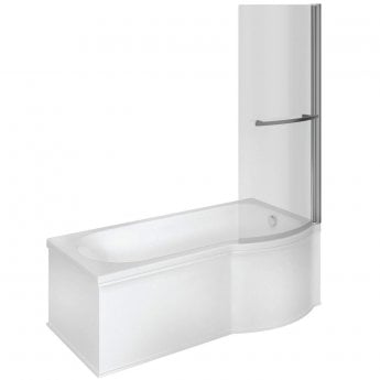 Signature Coast P-Shaped Shower Bath with Front Panel and Screen 1700mm x 700mm/850mm - Right Handed (inc Leg Set)