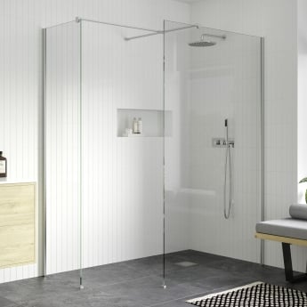 Signature Icon Chrome 1950mm Wet Room Glass Shower Screen