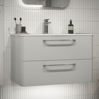 Signature Kalmar Wall Hung 2-Drawer Vanity Unit with Basin 810mm Wide - White Gloss