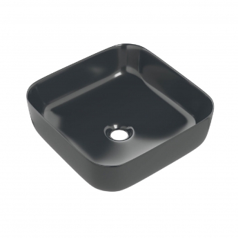 Signature Olmec Square Countertop Basin with Unslotted Waste 390mm Wide 0 Tap Hole - Matt Black