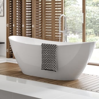 Signature Memento White Double Ended Freestanding Bath with Integrated Waste 1700mm x 780mm