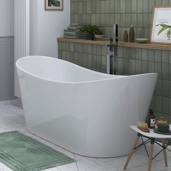 Signature Memento White Double Ended Freestanding Bath with Integrated Waste 1700mm x 780mm