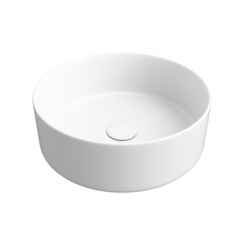 Signature Olmec Round Countertop Basin with Unslotted Waste 355mm Wide 0 Tap Hole - Matt White