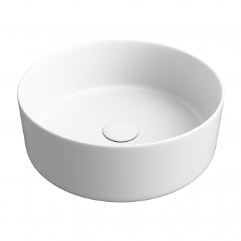 Signature Olmec Round Countertop Basin with Unslotted Waste 355mm Wide 0 Tap Hole - Matt Light Grey
