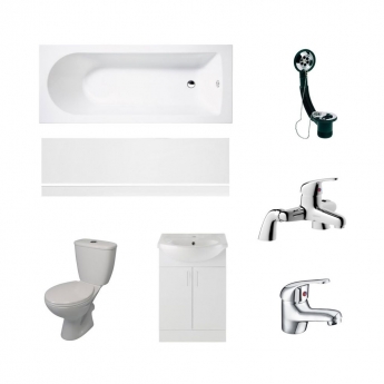 Signature Skyline Complete Bathroom Suite with Single Ended Bath 1700mm x 700mm - White