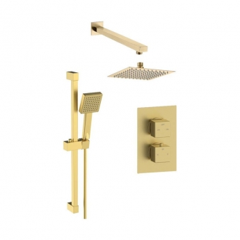 Signature Square Dual Concealed Mixer Shower with Shower Kit + Fixed Head - Brushed Brass